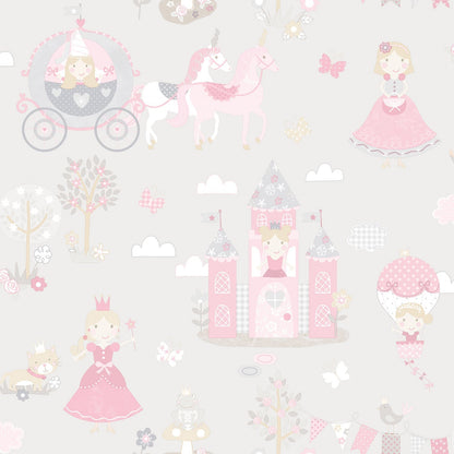 Tiny Tots 2 Fairytale Wallpaper - Grey / Pinks - Galerie - G78370 - Premier Wallcovering