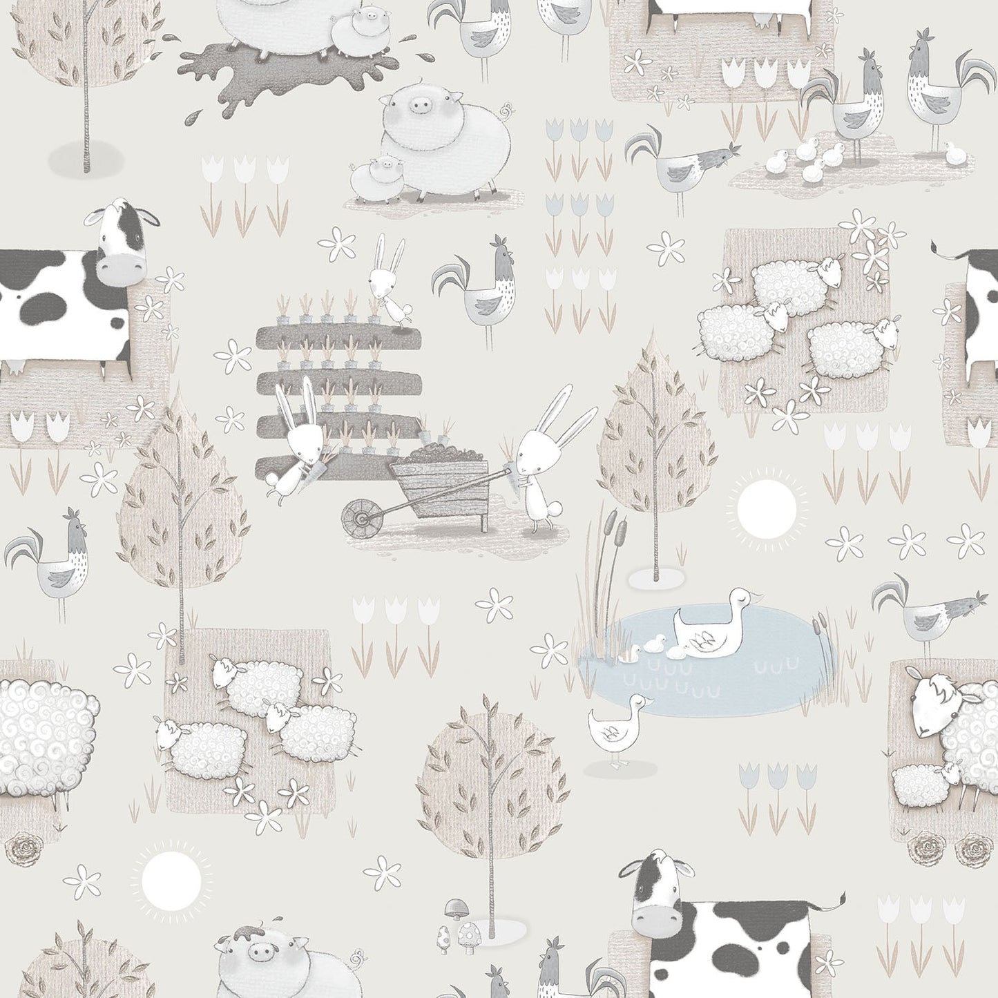 Tiny Tots 2 Farmland Wallpaper - Greige - Galerie - G78375 - Premier Wallcovering