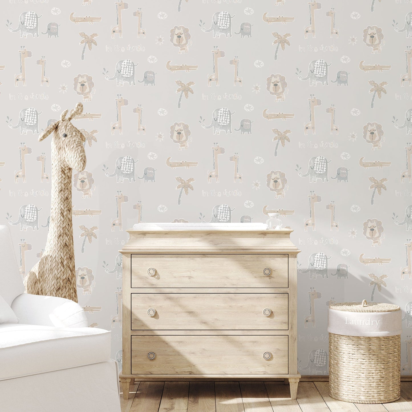 Tiny Tots 2 Jungle Friends Wallpaper - Greige / Tan - Galerie - G78379 - Premier Wallcovering