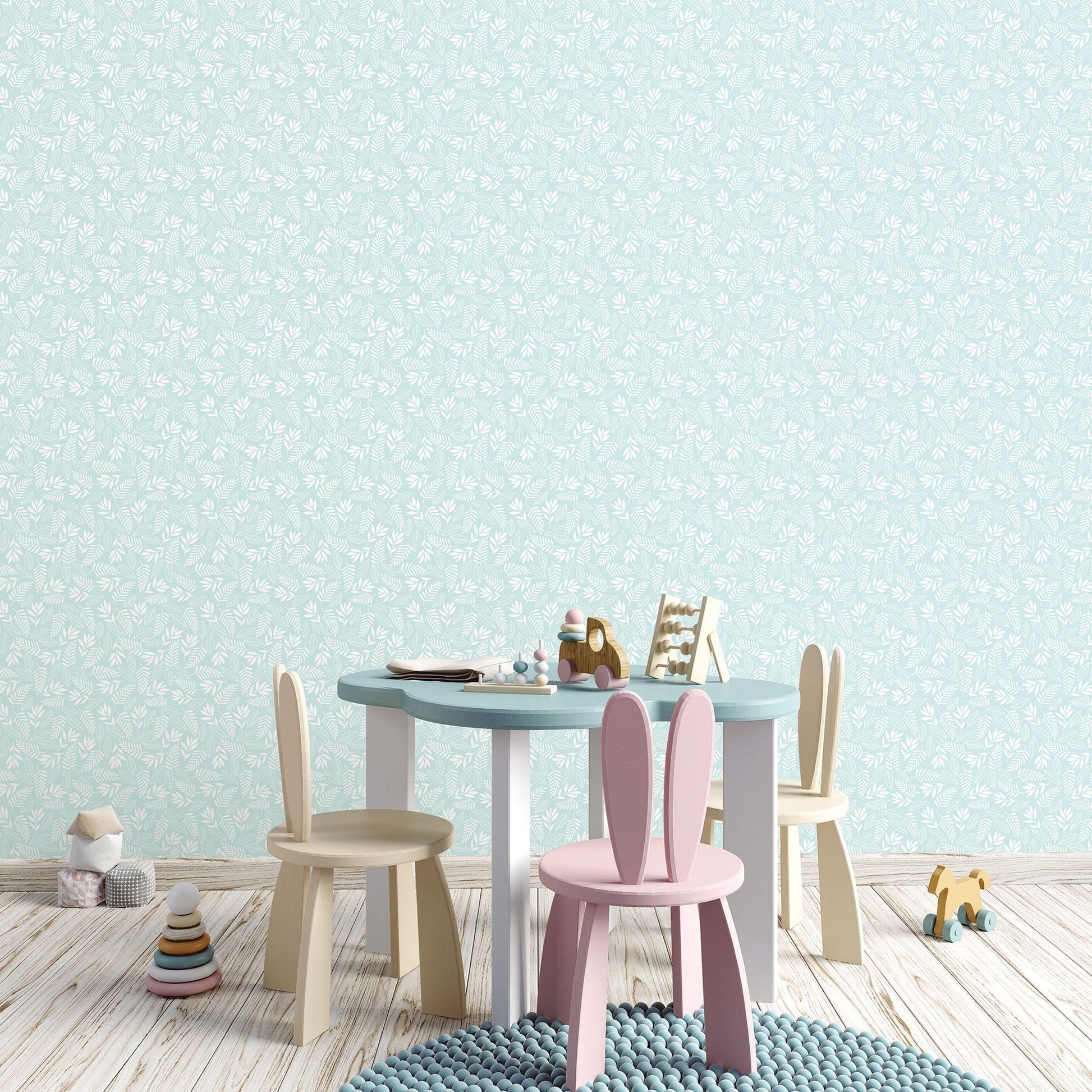 Tiny Tots 2 Koala Leaf Wallpaper - Turquoise - Galerie - G78383 - Premier Wallcovering