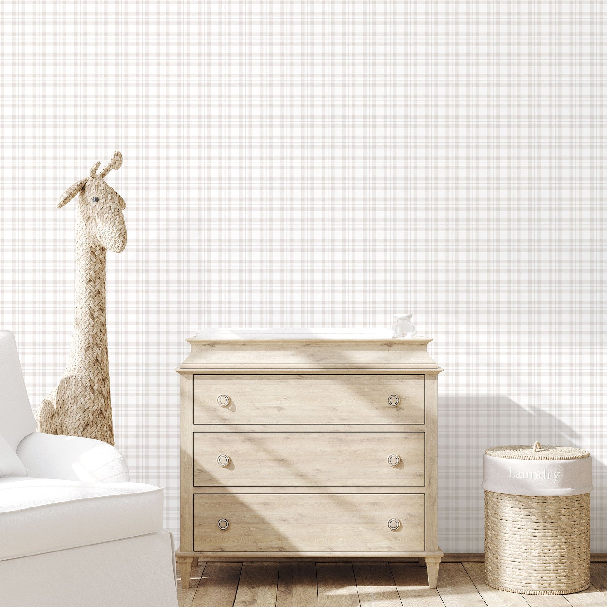 Tiny Tots 2 Plaid Wallpaper - Greige - Galerie - G78394 - Premier Wallcovering