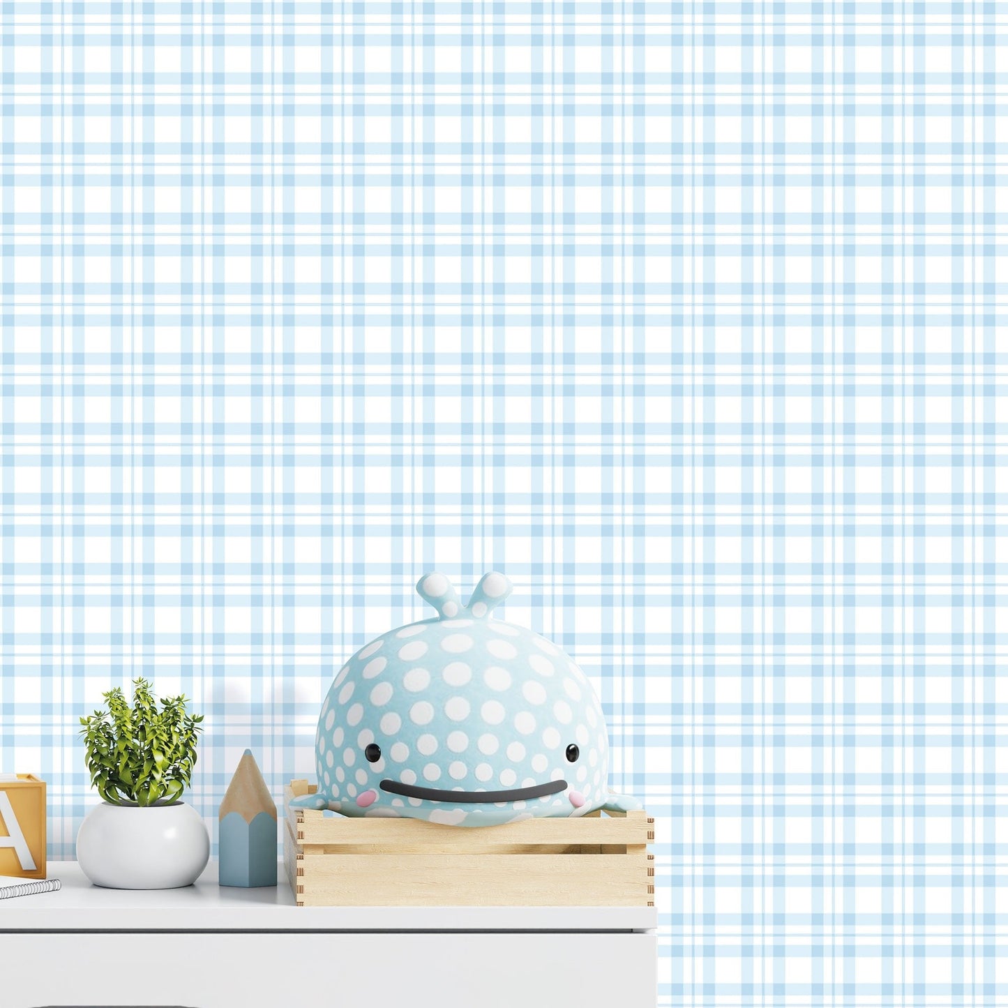 Tiny Tots 2 Plaid Wallpaper - Light Blue - Galerie - G78395 - Premier Wallcovering