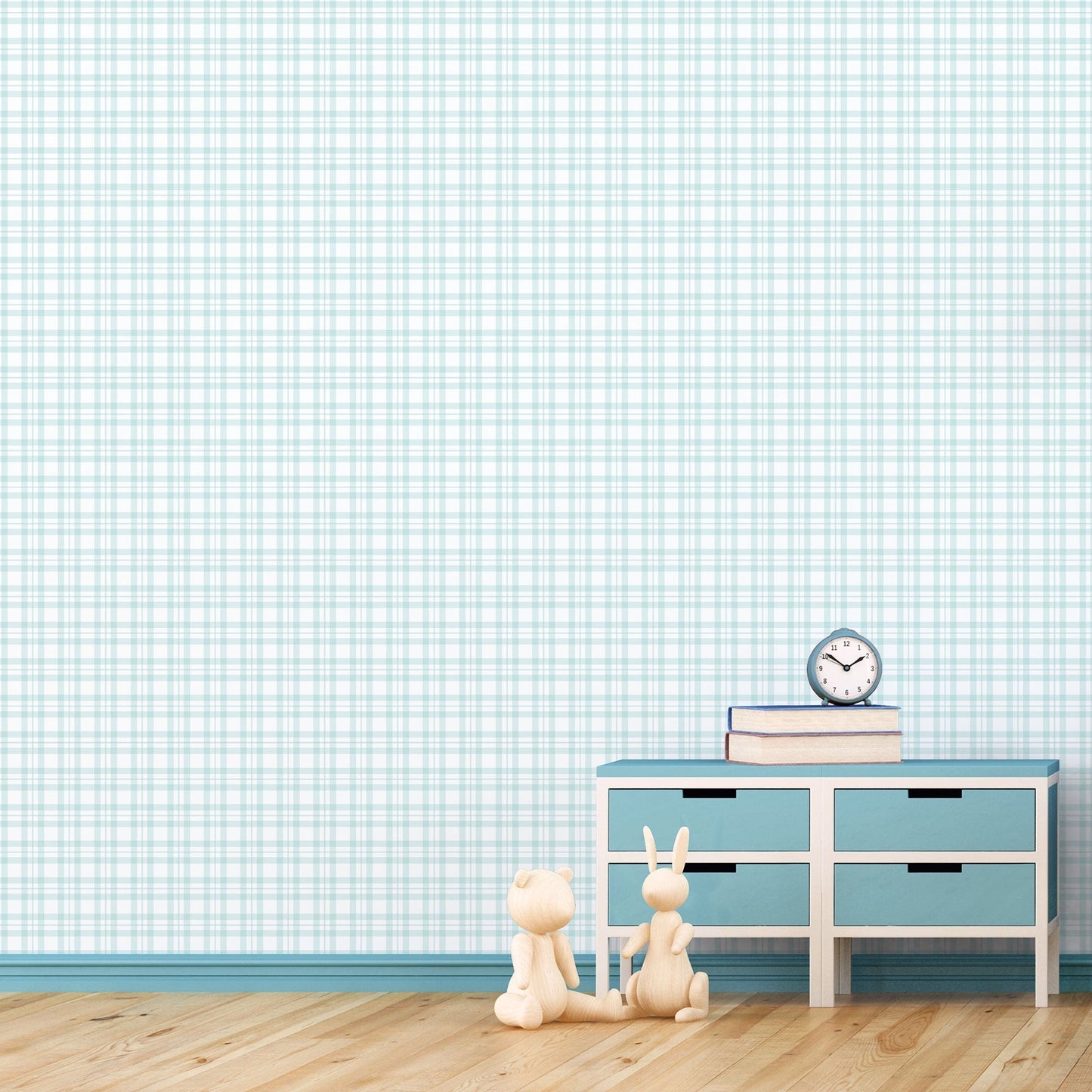 Tiny Tots 2 Plaid Wallpaper - Turquoise - Galerie - G78397 - Premier Wallcovering