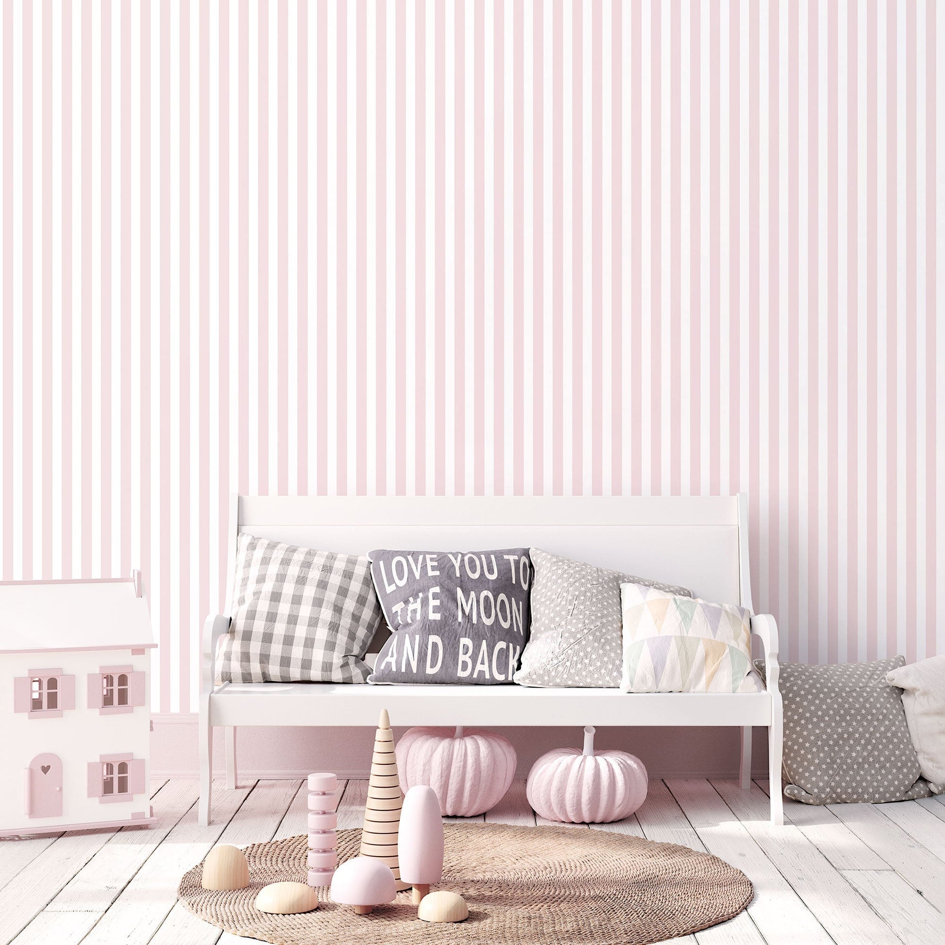 Tiny Tots 2 Regency Stripe Wallpaper - Pink - Galerie - G78403 - Premier Wallcovering