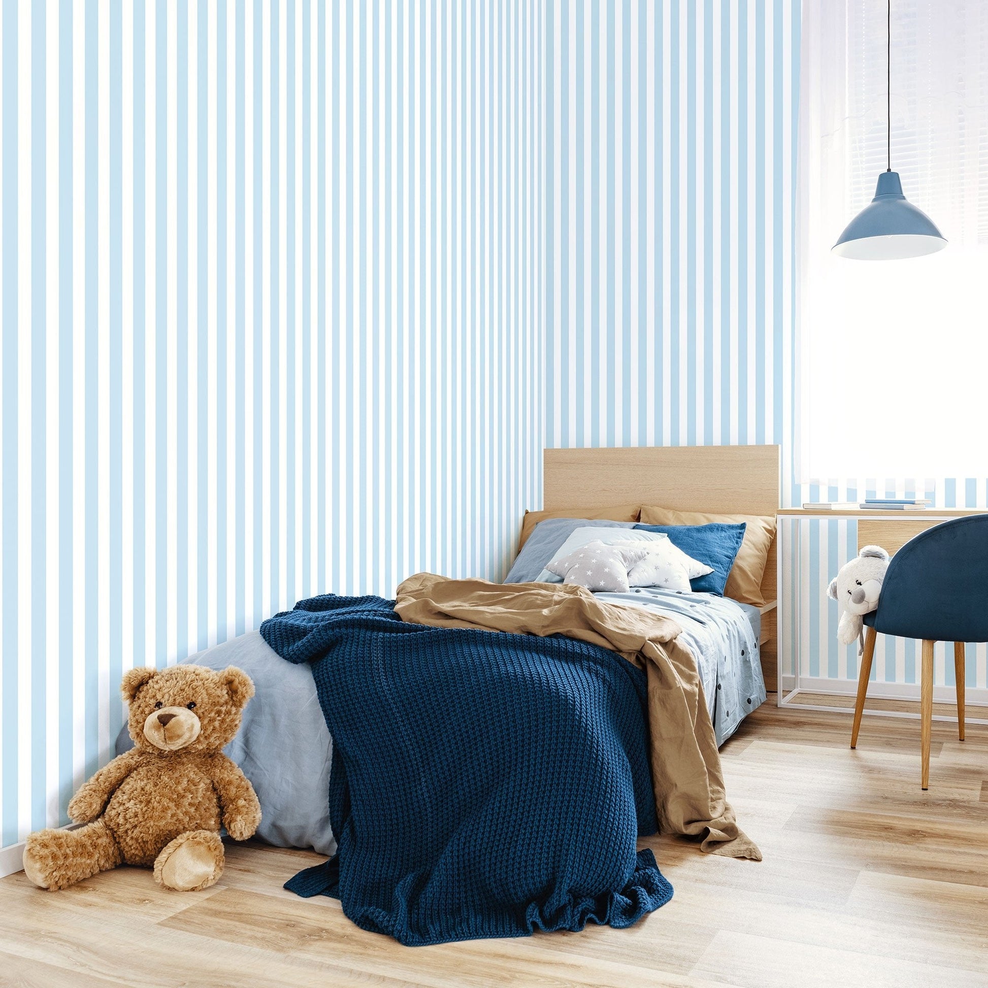 Tiny Tots 2 Regency Stripe Wallpaper - Sky Blue - Galerie - G78405 - Premier Wallcovering