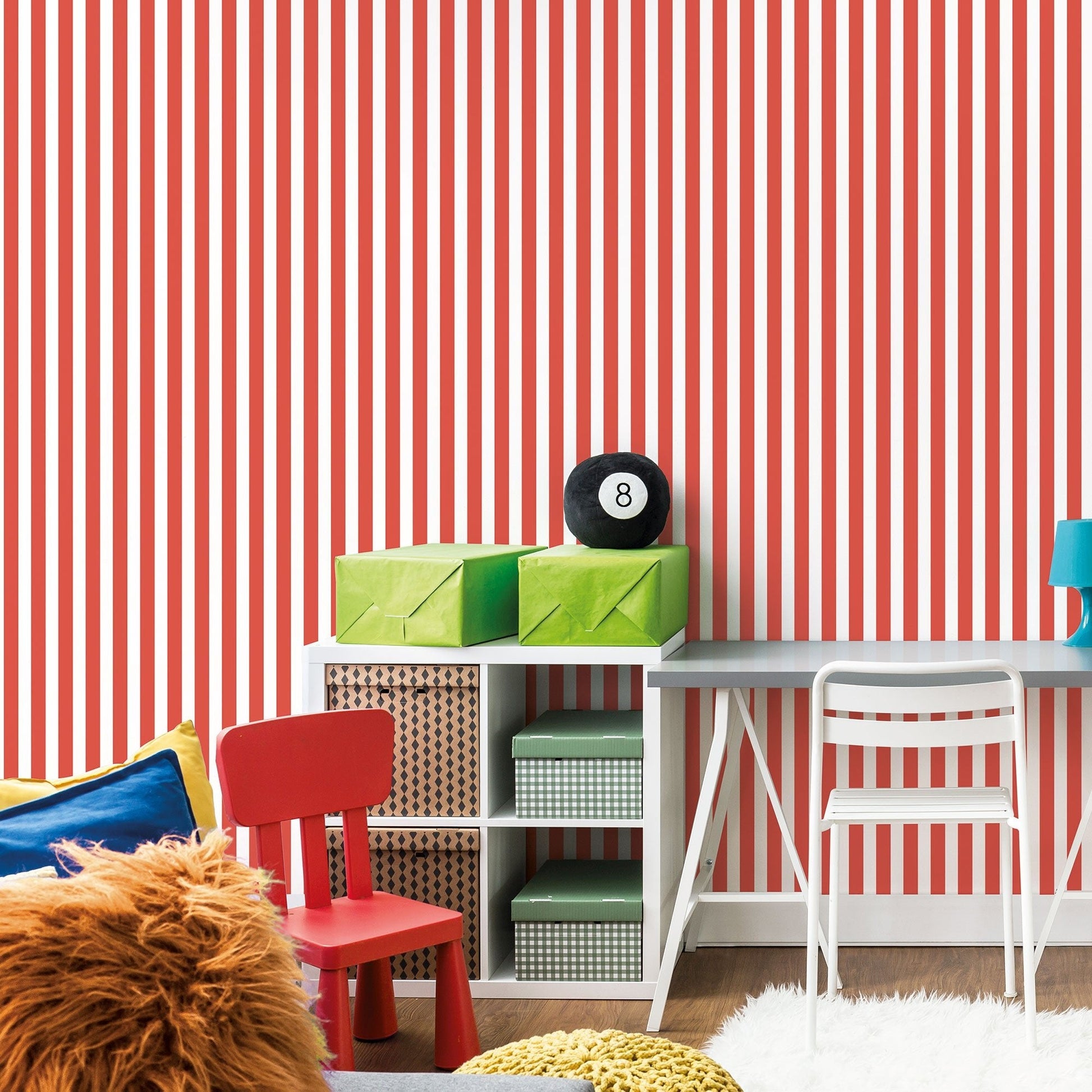Tiny Tots 2 Regency Stripe Wallpaper - Red - Galerie - G78404 - Premier Wallcovering
