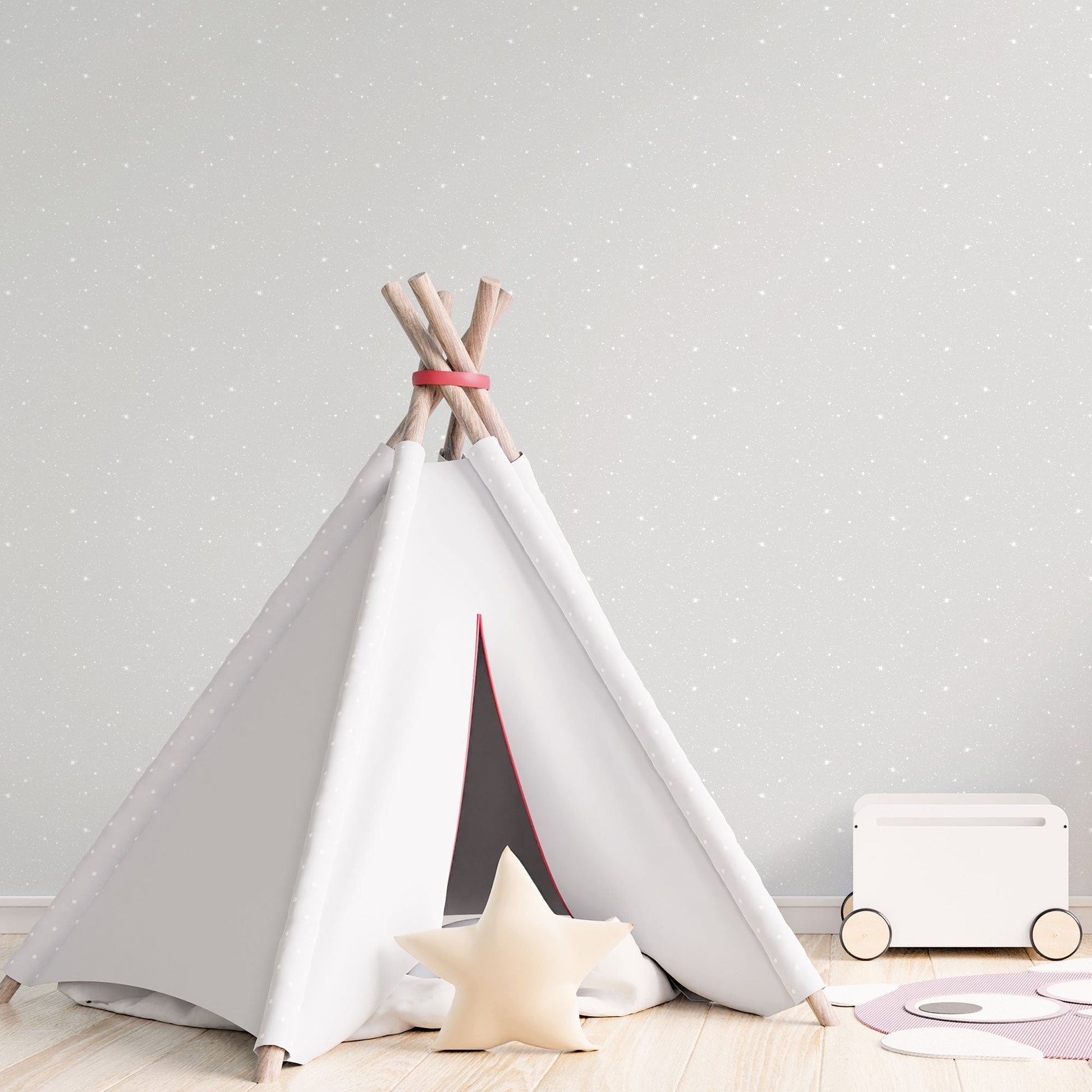 Tiny Tots 2 Space Sidewall Wallpaper - Greige / Glitter - Galerie - G78409 - Premier Wallcovering