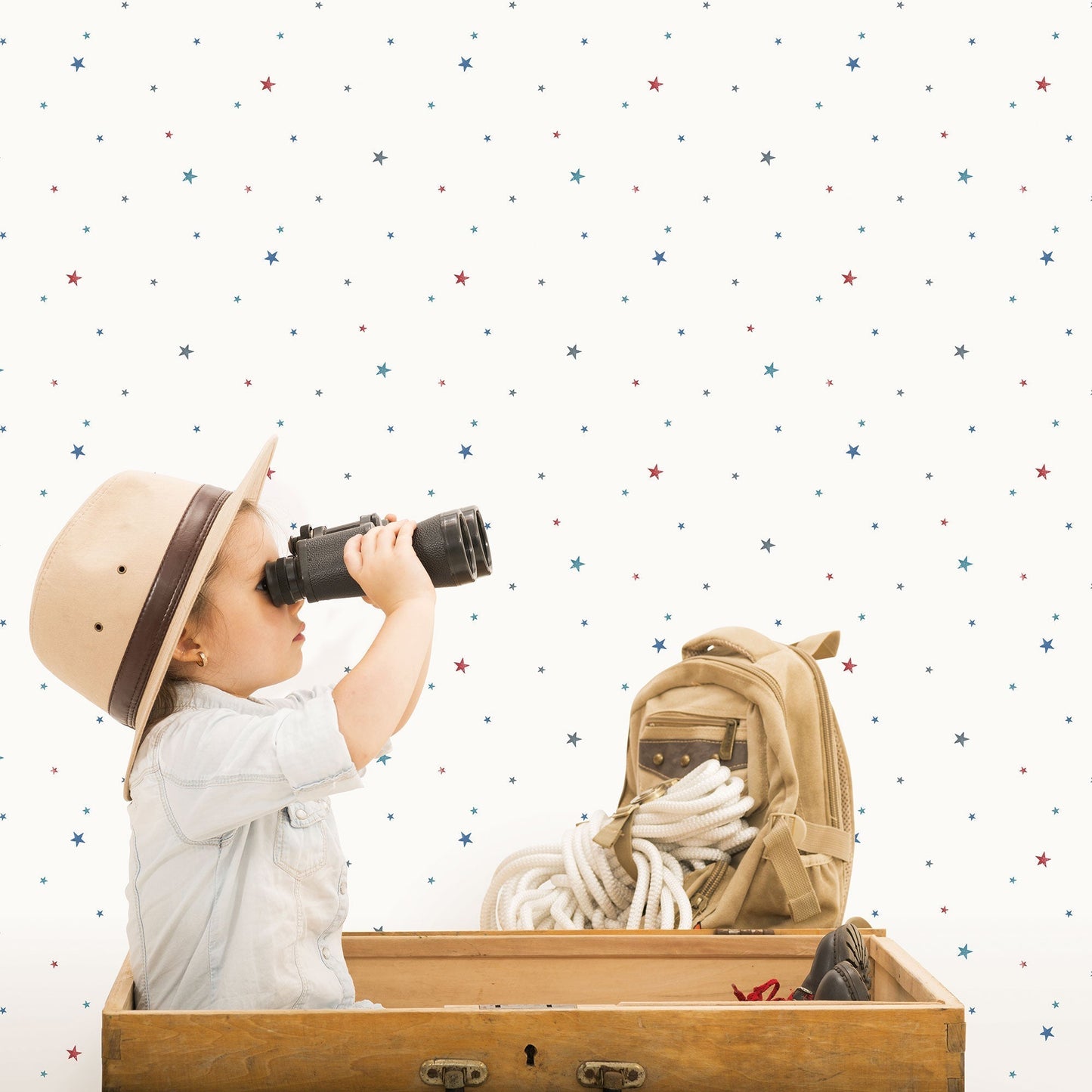 Tiny Tots 2 Stars Wallpaper - Navy / Blue / Red - Galerie - G78413 - Premier Wallcovering