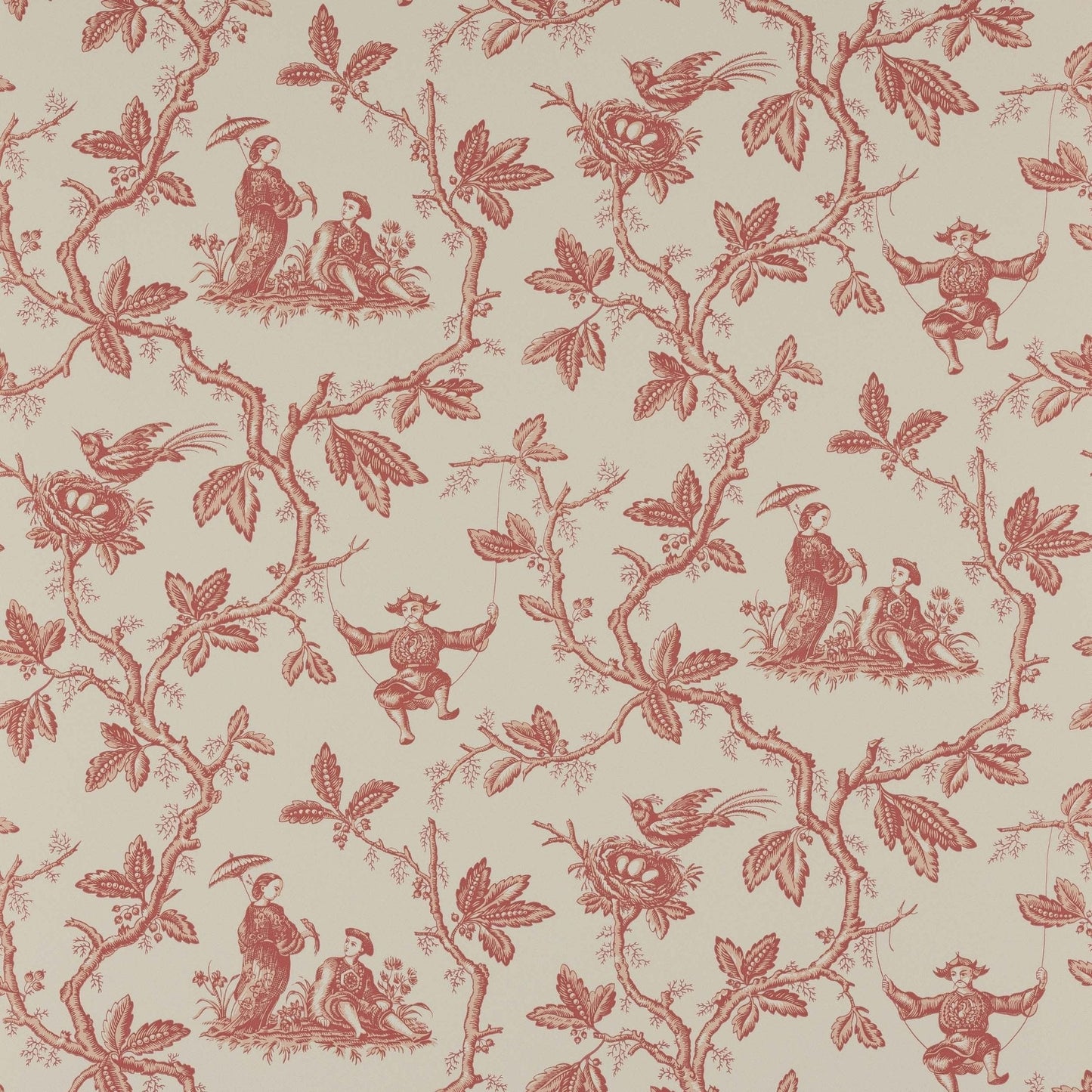 Toile Chinoise Wallpaper - Pink - Colefax & Fowler - W7017 - 01 - Premier Wallcovering
