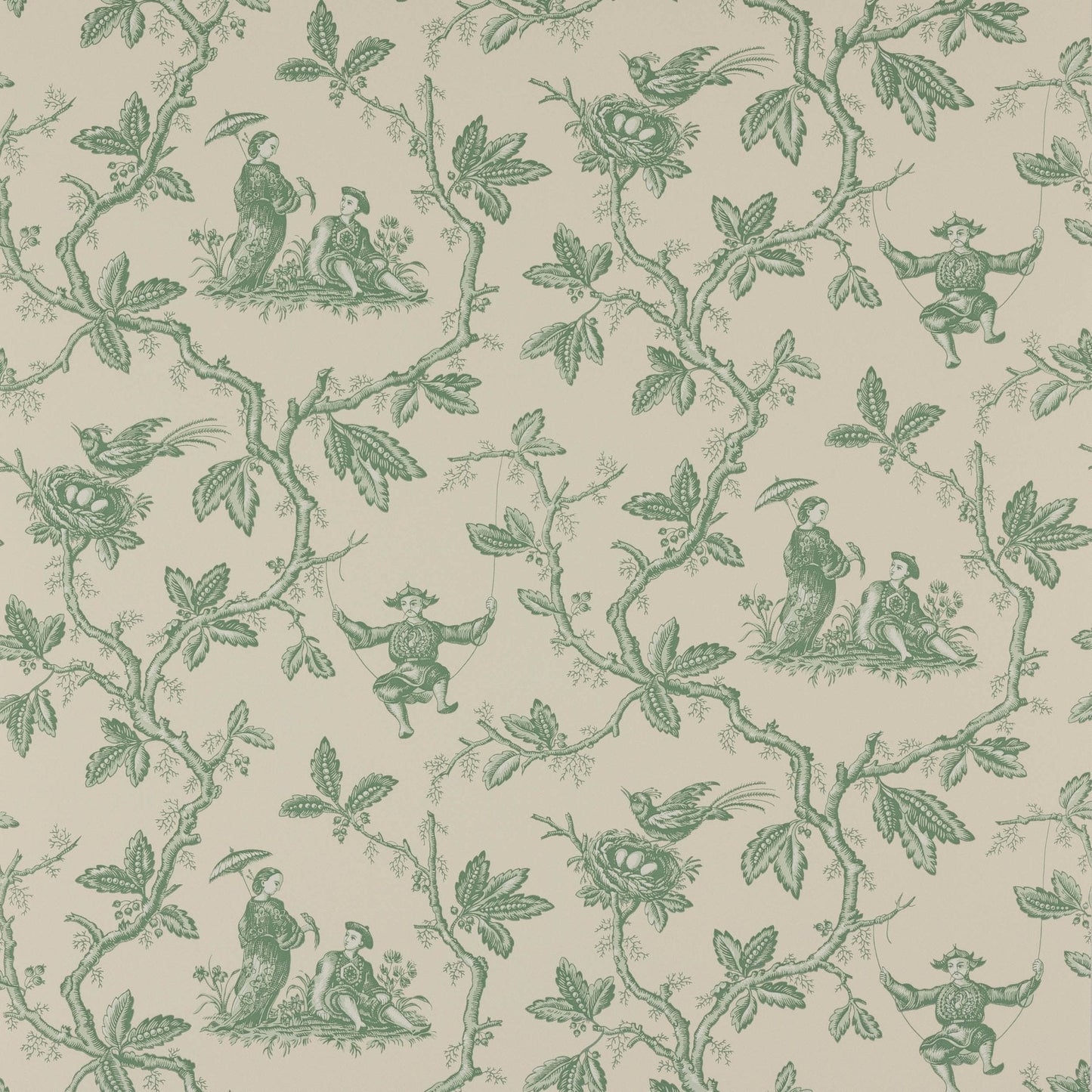 Toile Chinoise Wallpaper - Forest - Colefax & Fowler - W7017 - 03 - Premier Wallcovering