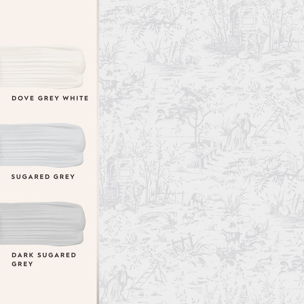 Toile de Jouy Wallpaper - Sugared Grey - Laura Ashley - 118495 - Premier Wallcovering