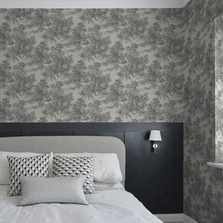 Toile de Jouy Wallpaper - Grey - Boråstapeter - 7766 - Premier Wallcovering