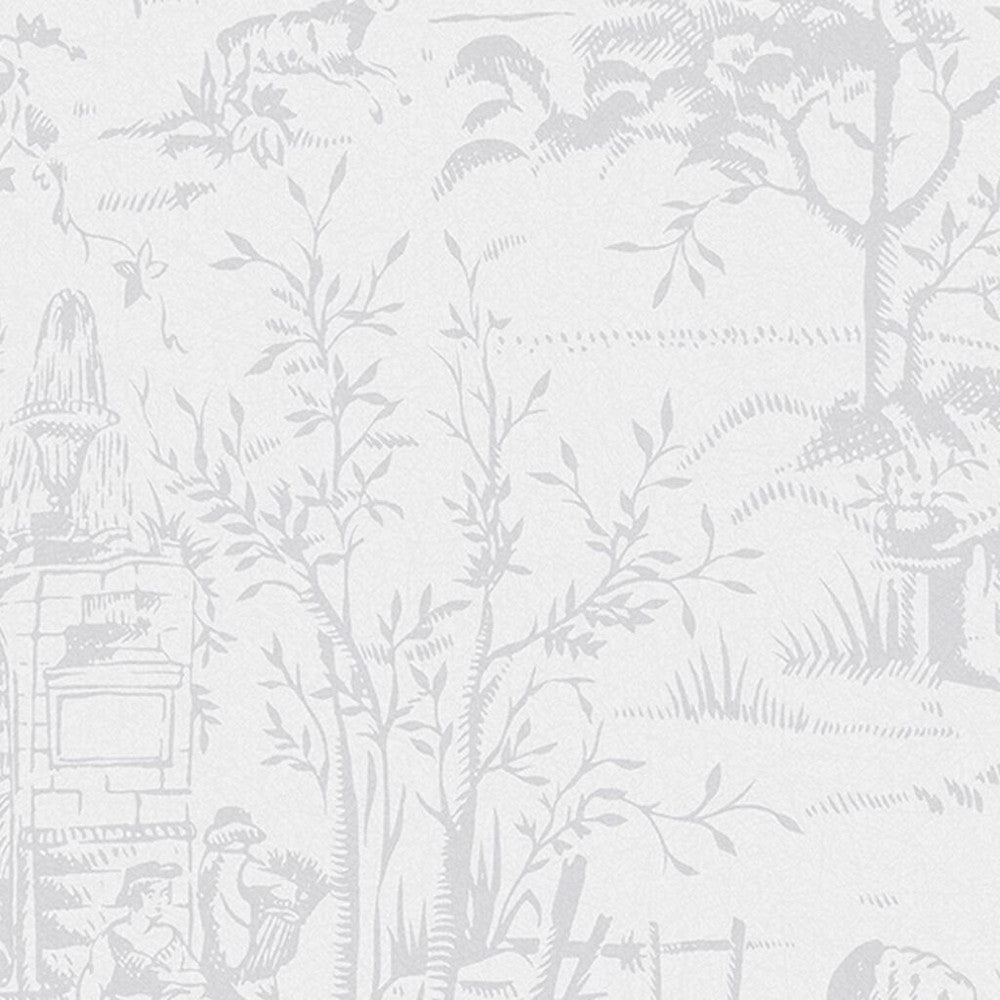 Toile de Jouy Wallpaper - Sugared Grey - Laura Ashley - 118495 - Premier Wallcovering
