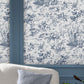 Toile de Jouy Wallpaper - Dark Seaspray Blue - Laura Ashley - 118494 - Premier Wallcovering