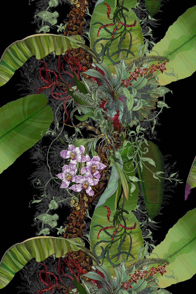 Topical Tropical Superwide Wallpaper - Black - Timorous Beasties - DWN/TOPT/OBRN/03 - Premier Wallcovering