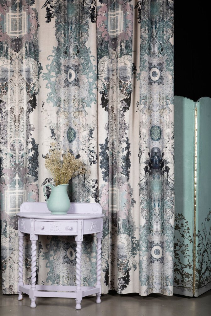 Totem Damask Velvet Fabric - Pale Powder Mix - Timorous Beasties - DIGI/TTD/40900/02 - Premier Wallcovering