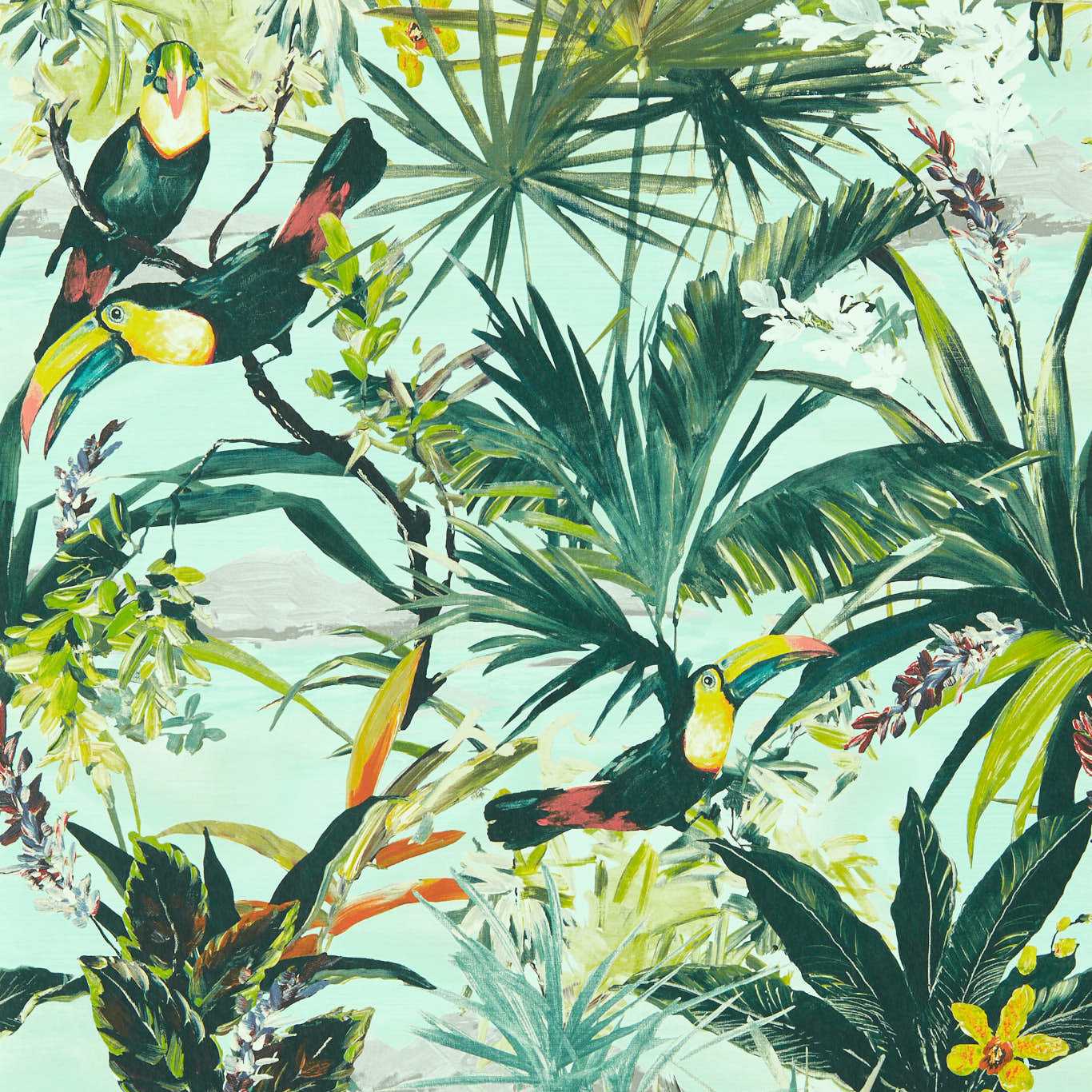 Toucan Wallpaper - Sky - Clarke & Clarke - W0146/03 - Premier Wallcovering
