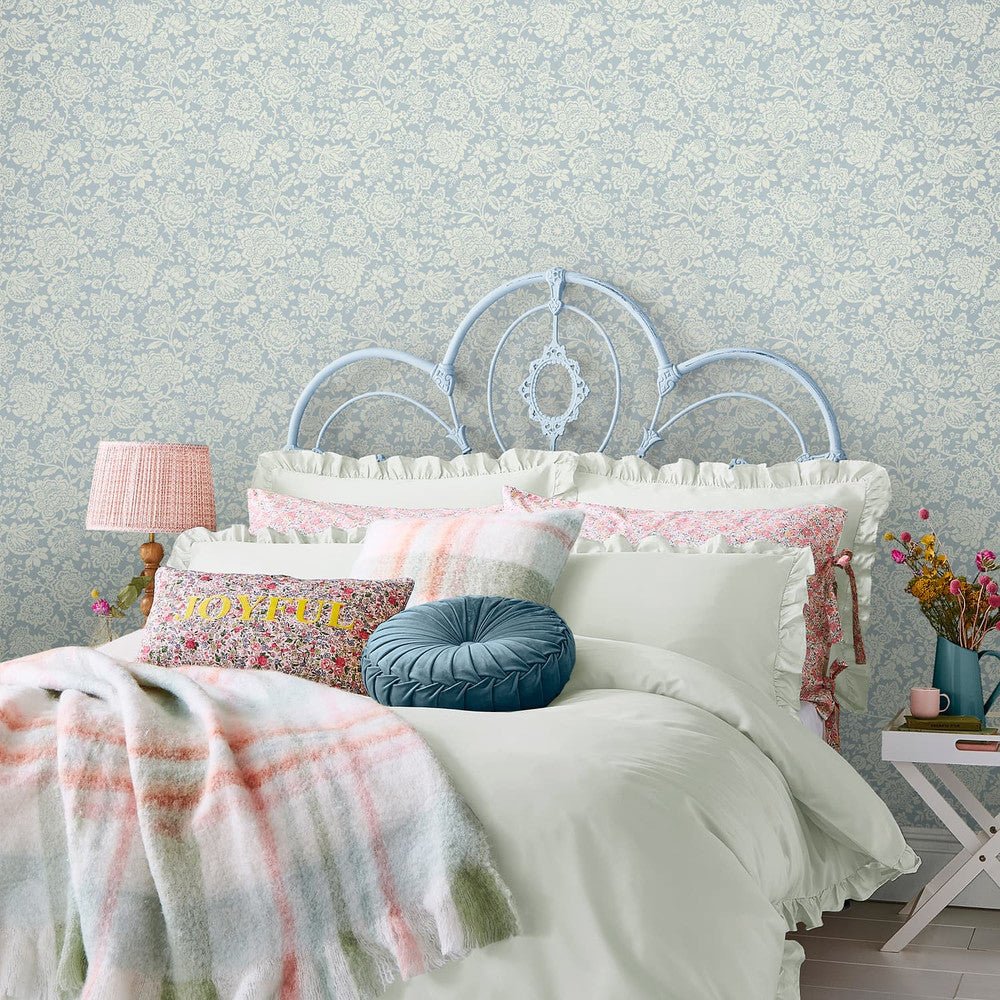 Trailing Laurissa Pale Wallpaper - Seaspray Blue - Laura Ashley - 121073 - Premier Wallcovering