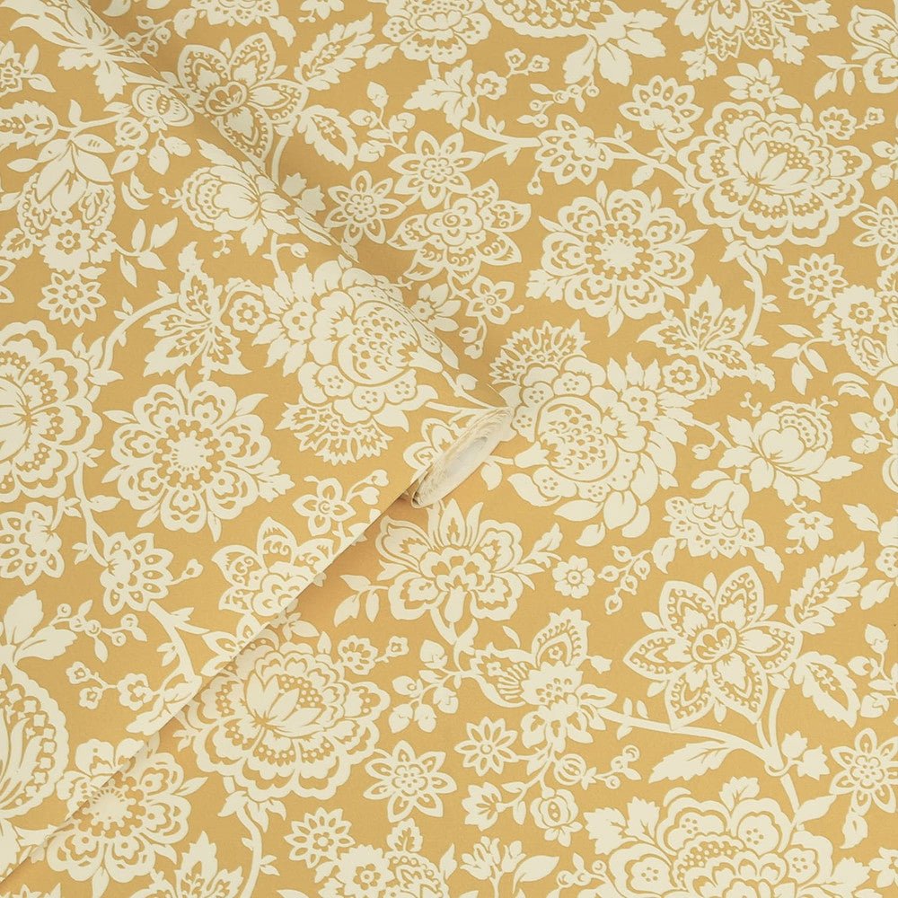 Trailing Laurissa Pale Wallpaper - Ochre Yellow - Laura Ashley - 121072 - Premier Wallcovering