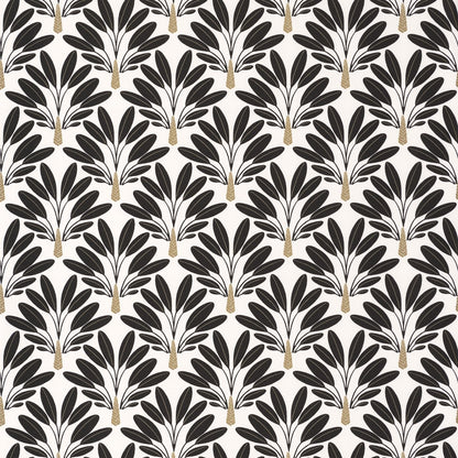 Traveller Tree Wallpaper - Noir Blanc - Caselio - 101269026