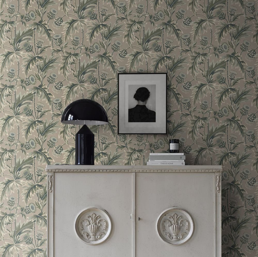 Treasured Thistle Wallpaper - Beige - Boråstapeter - 2274 - Premier Wallcovering