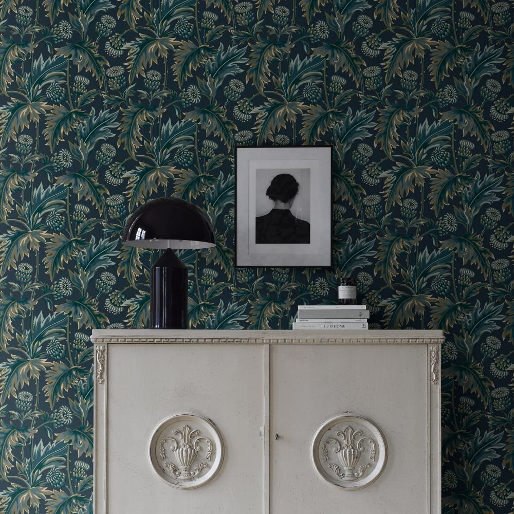 Treasured Thistle Wallpaper - Blue - Boråstapeter - 2273 - Premier Wallcovering
