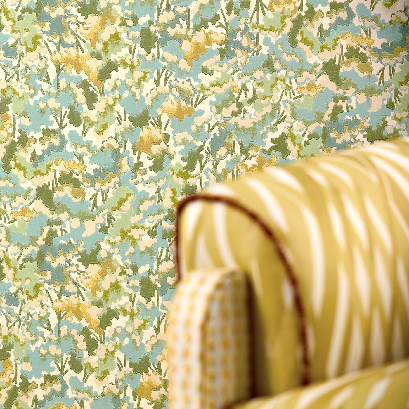 Tree Tops Wallpaper - Honey/Clover/Sky - Harlequin - HRTW113121