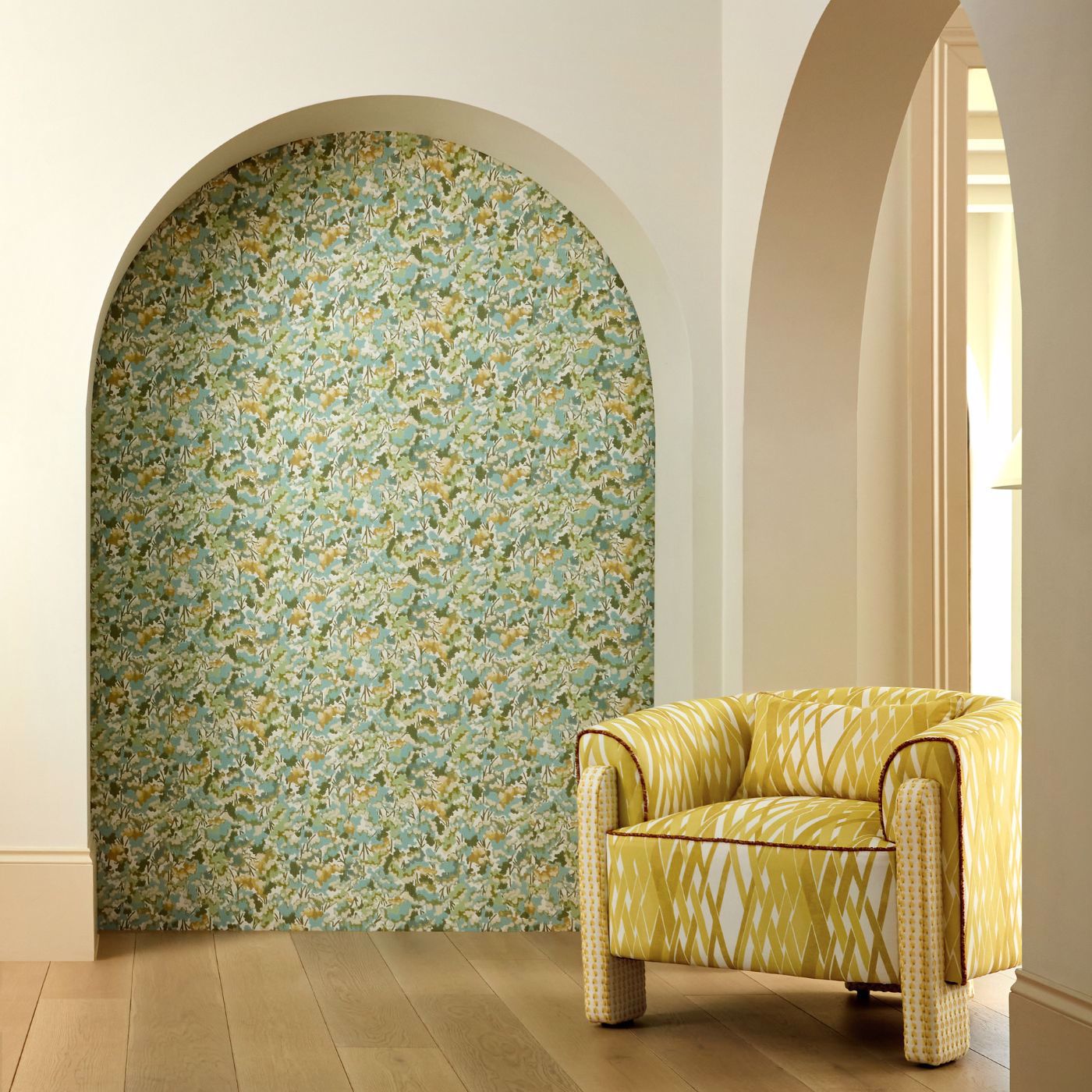 Tree Tops Wallpaper - Honey/Clover/Sky - Harlequin - HRTW113121