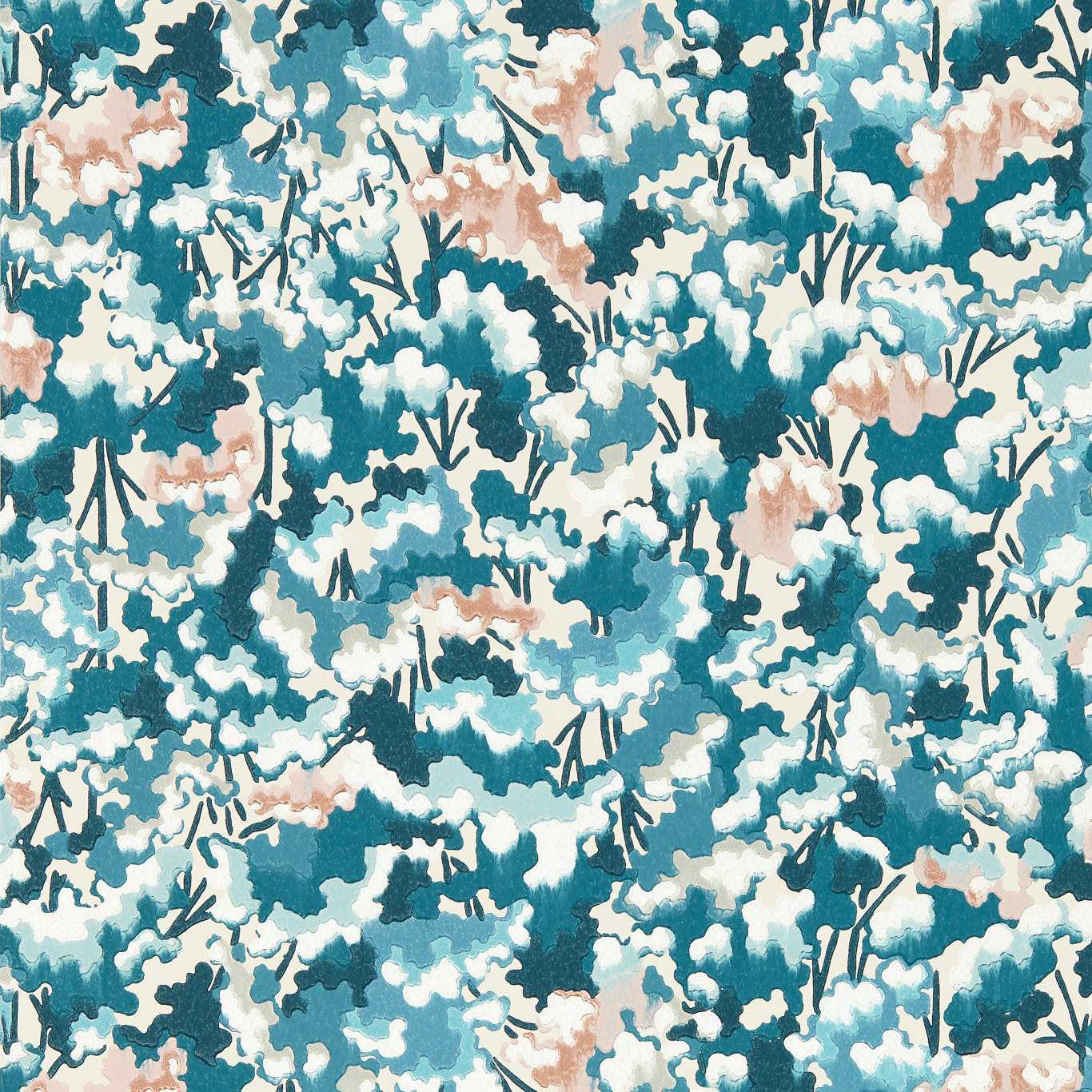 Tree Tops Wallpaper - Midnight/Positano/Cornflower - Harlequin - HRTW113122