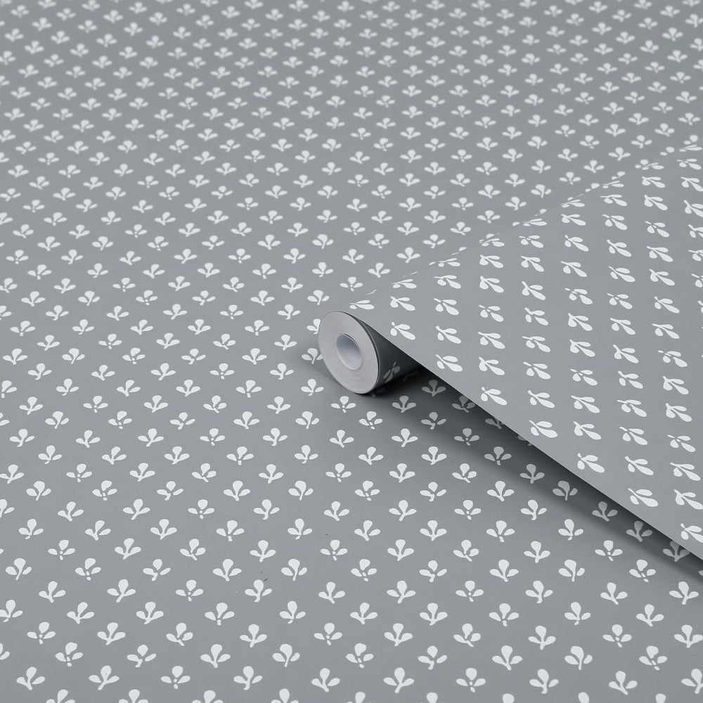 Trefoil Wallpaper - Slate Grey - Laura Ashley - 119861 - Premier Wallcovering
