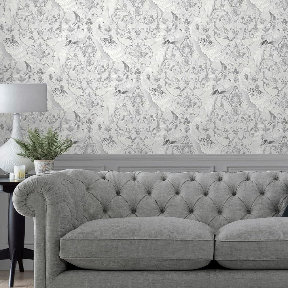 Tregaron Wallpaper - Silver - Laura Ashley - 119868 - Premier Wallcovering
