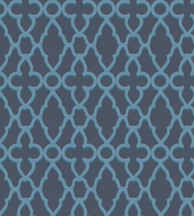 Treillage Wallpaper - Cerulean Blue on Midnight - 116/6024 - Cole & Son - Premier Wallcovering