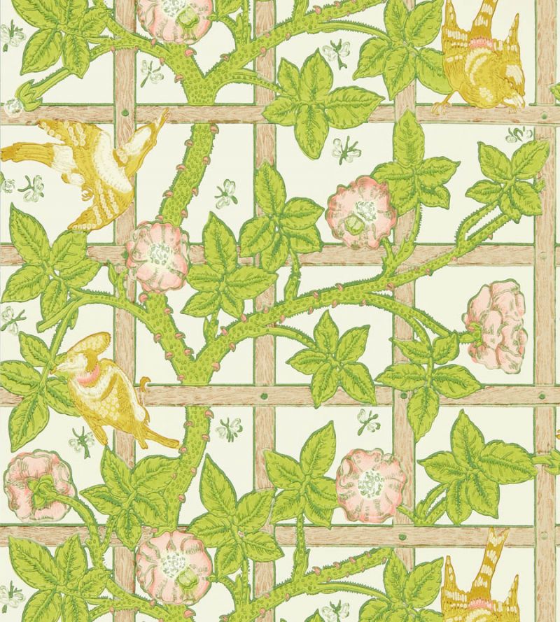 Trellis Wallpaper - Summer Yellow - 217104 - Morris & Co - Premier Wallcovering
