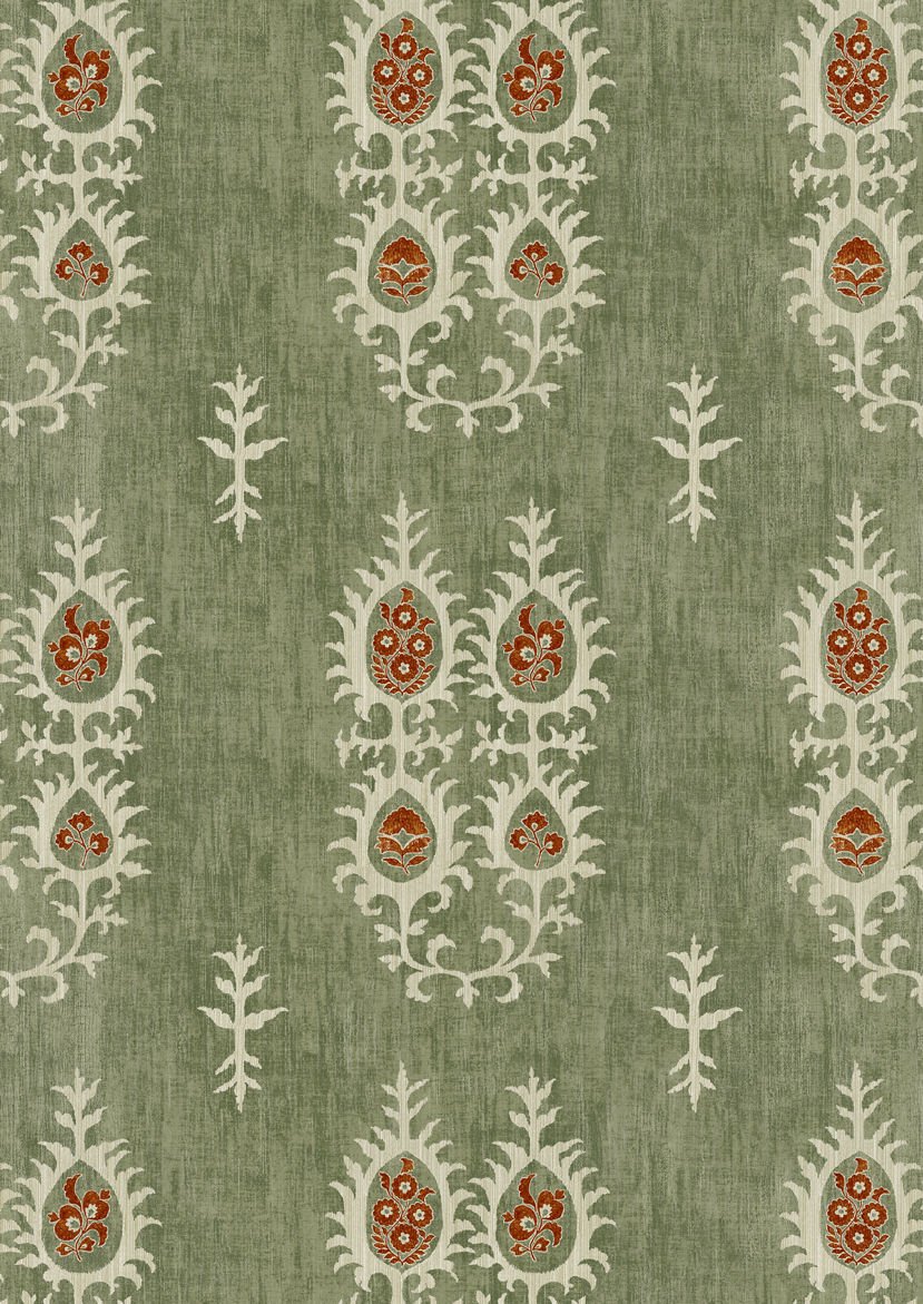 Tribal Wallpaper - Limpopo Green - Lewis & Wood - Premier Wallcovering