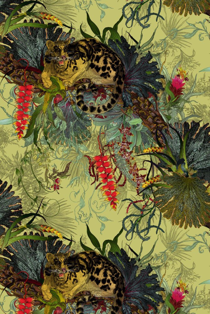 Tropical Clouded Leopard Superwide Wallpaper - Light Lime - Timorous Beasties - DWN/TCLO/OBRN/02 - Premier Wallcovering