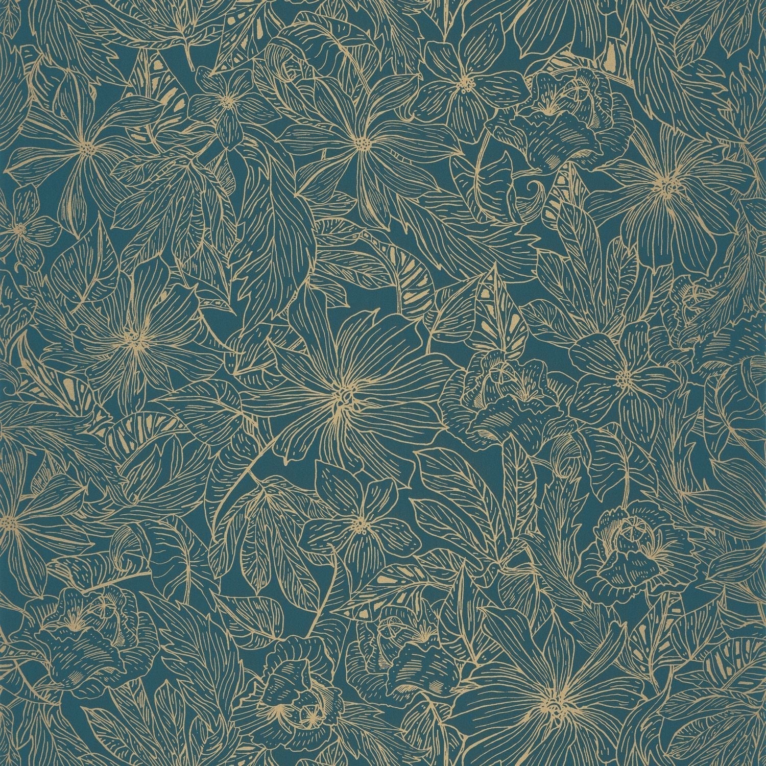 Tropical Sun Wallpaper - Teal Blue - Caselio - 102686123