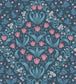 Tudor Garden Wallpaper - Fuchsia & Cerulean Blue on Midnight - 118/2004 - Cole & Son - Premier Wallcovering