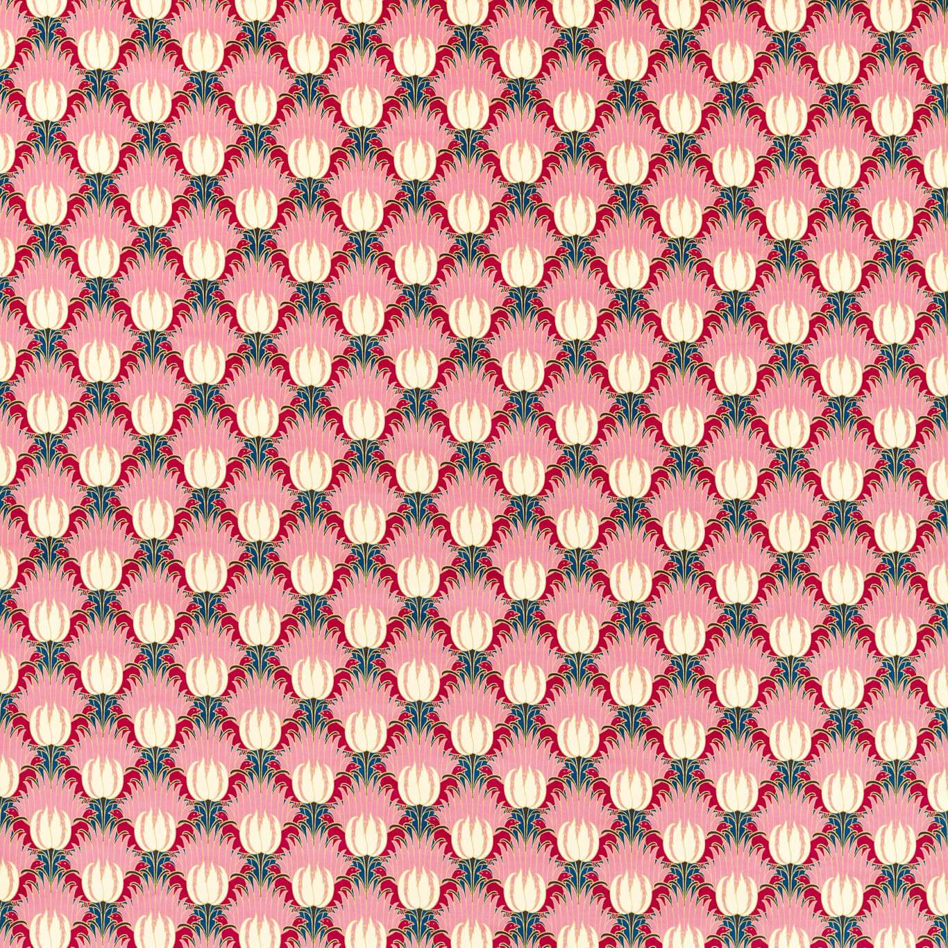 Tulip & Bird Fabric - Amaranth & Blush - Morris & Co - 520020 - Premier Wallcovering