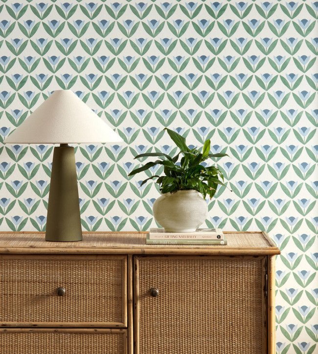 Tulip Trellis Wallpaper - Coast Blue - Scion - NSCW113257