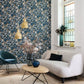 Tulipe 1930 Wallpaper - Bleu And Or - Casadeco - 85716306 - Premier Wallcovering