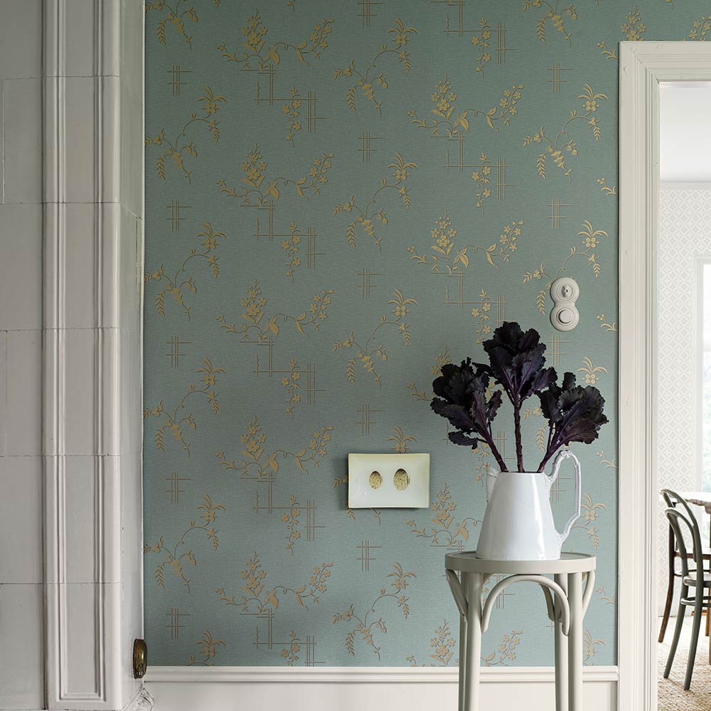 Ulricehamn Wallpaper - Turquoise - Boråstapeter - 4547 - Premier Wallcovering