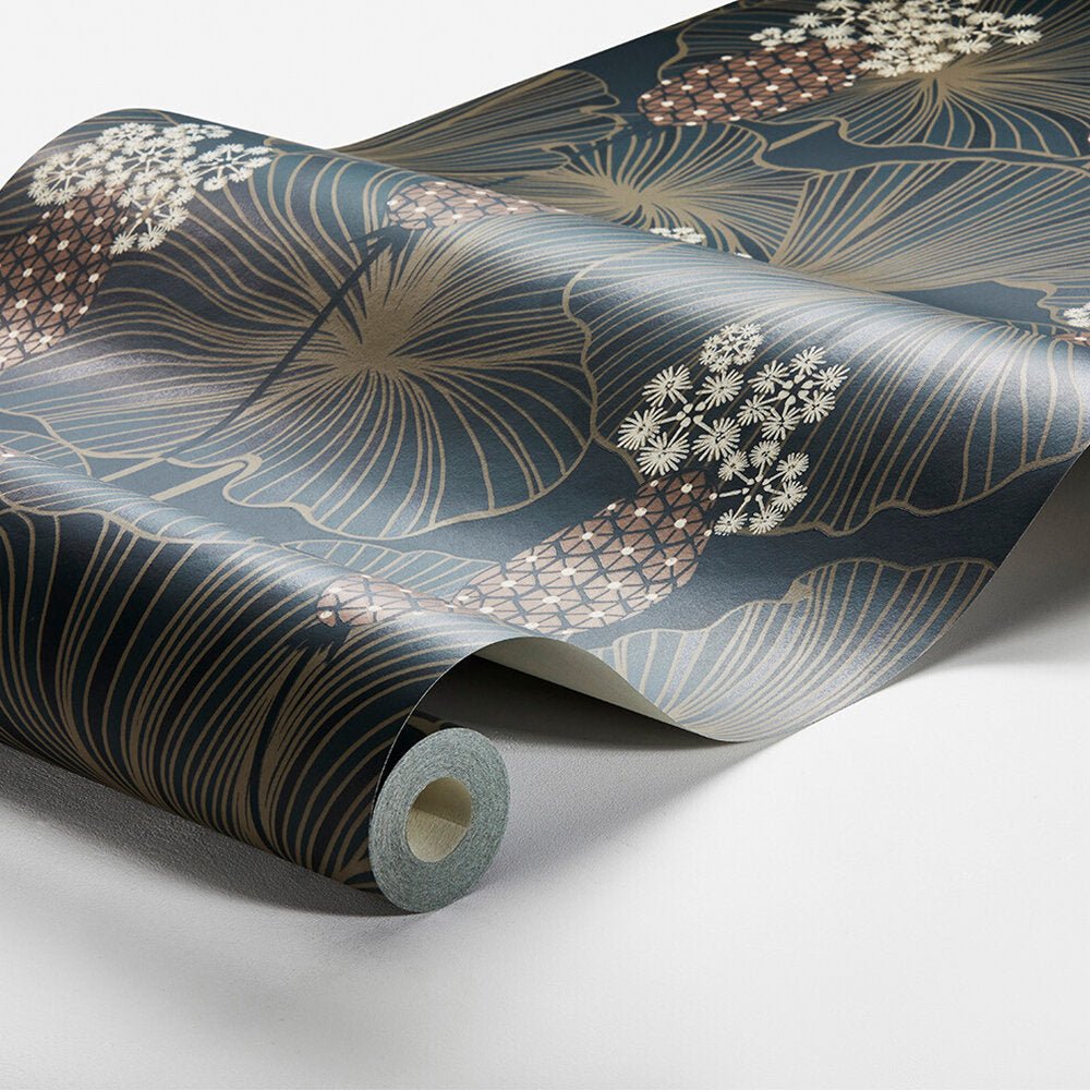 Umbrella Leaves Wallpaper - Indigo - Boråstapeter - 3118 - Premier Wallcovering