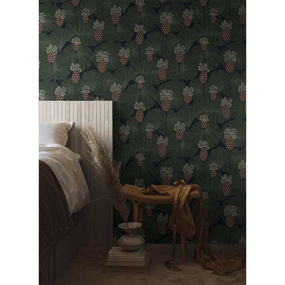 Umbrella Leaves Wallpaper - Deep Green - Boråstapeter - 3119 - Premier Wallcovering