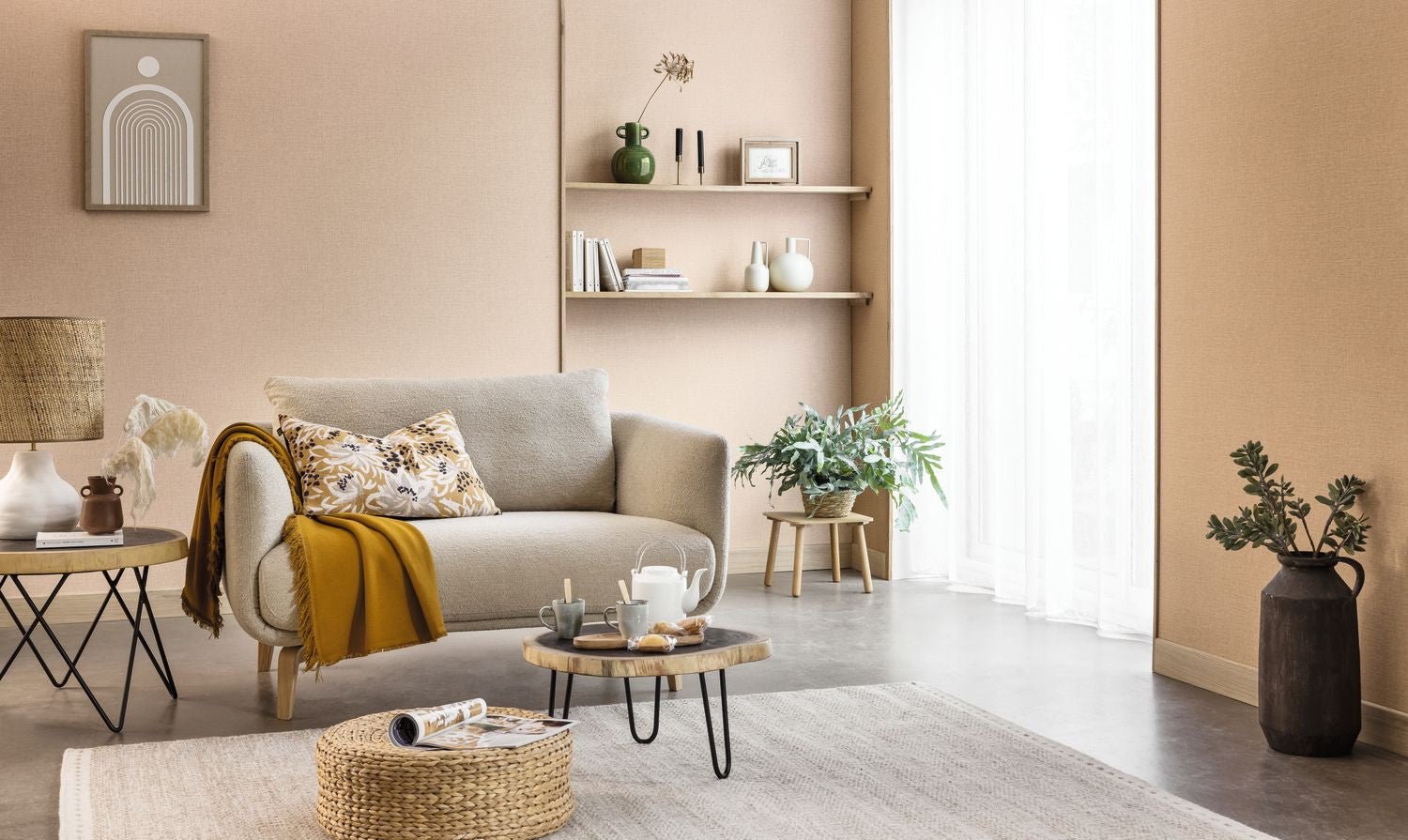 Uni Mat Wallpaper - Biscuit - Caselio - 104011474