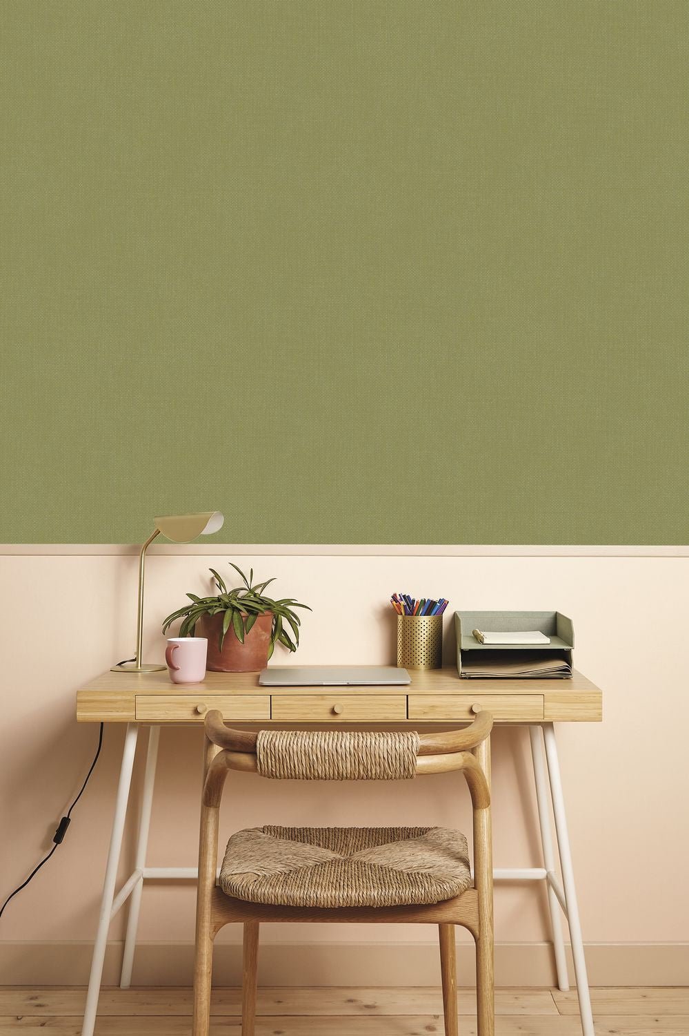 Uni Mat Wallpaper - Vert Kaki - Caselio - 104997414
