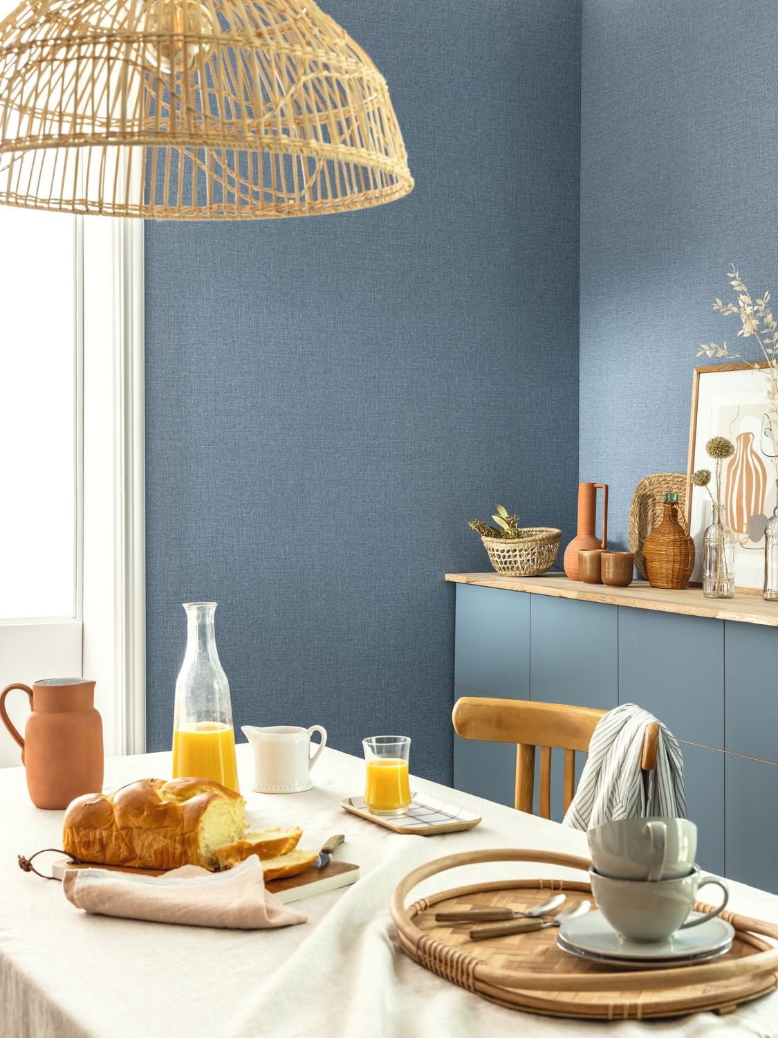 Uni Mat Wallpaper - Bleu Tempete - Caselio - 104016669