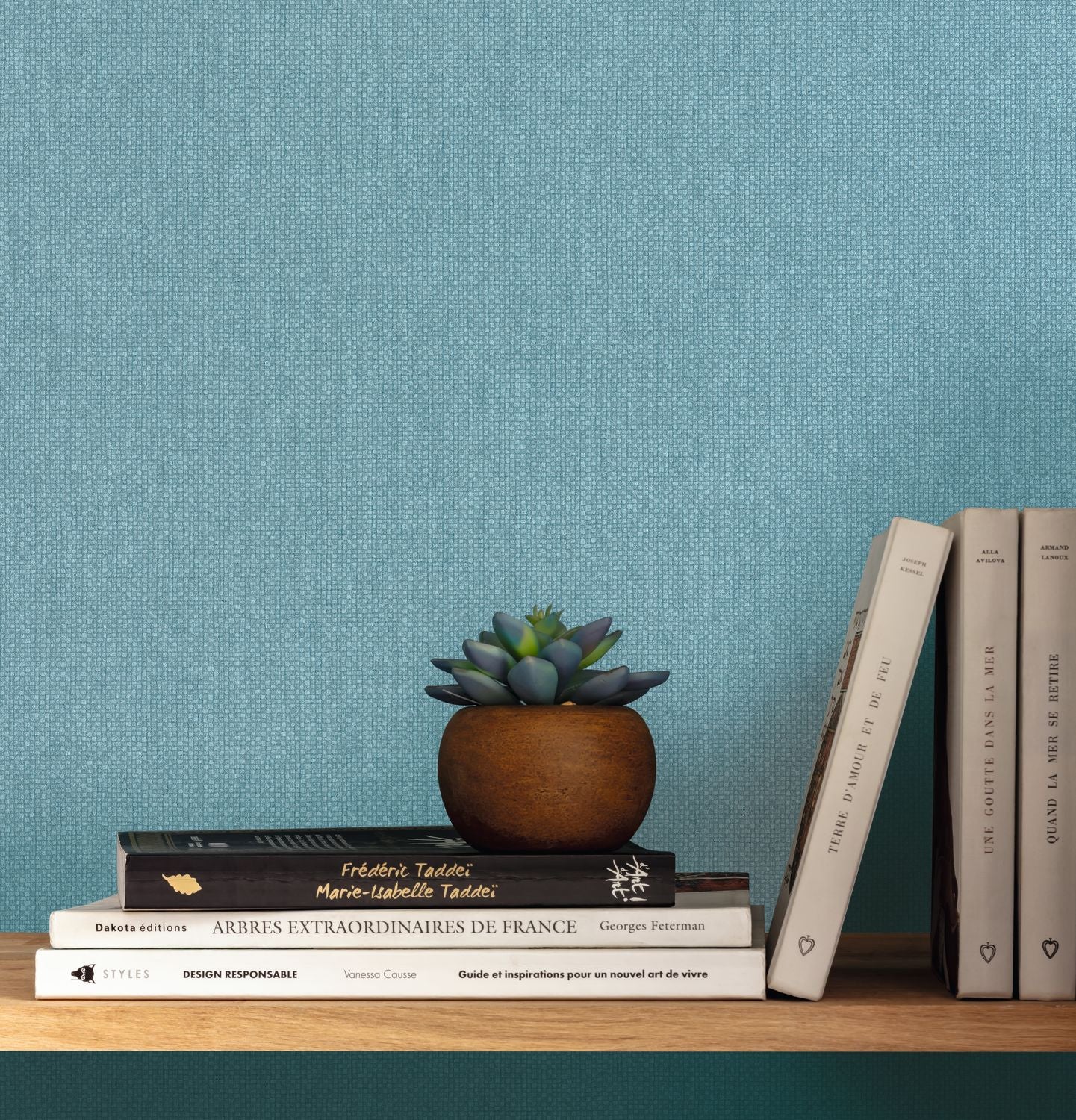 Uni Mat Wallpaper - Bleu Lagon - Caselio - 104996217