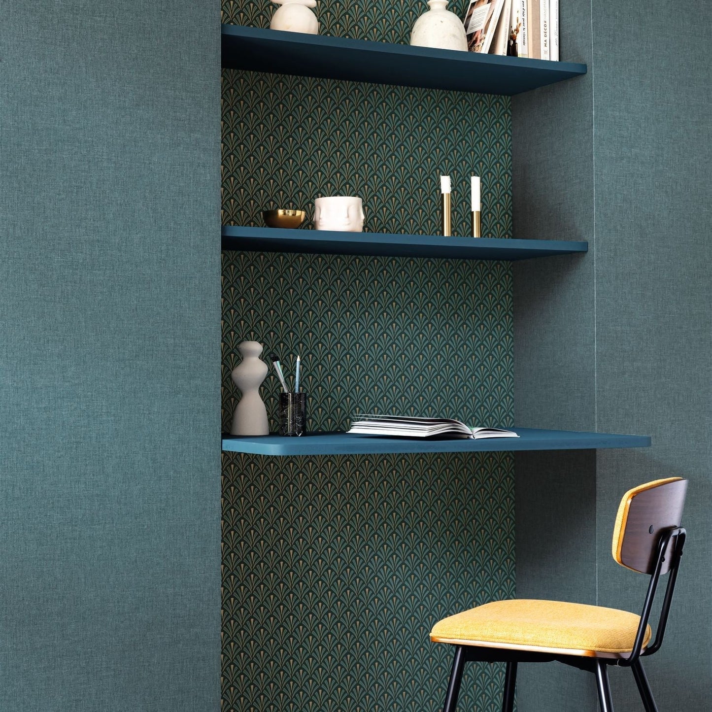 Uni Metallise/irise Wallpaper - Bleu Canard - Caselio - 103236120