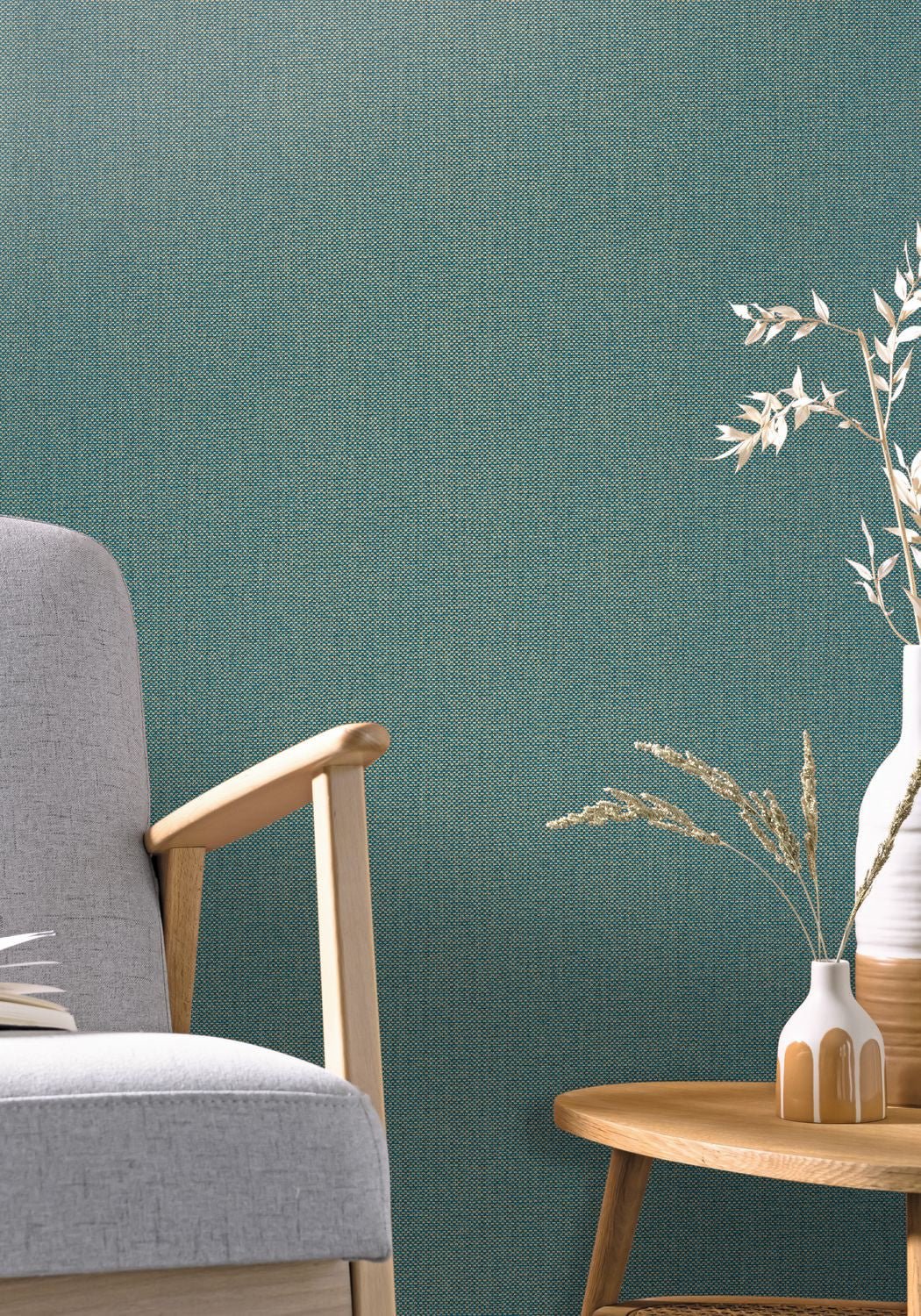 Uni Natte Metallises Wallpaper - Bleu Madura - Caselio - 101576620