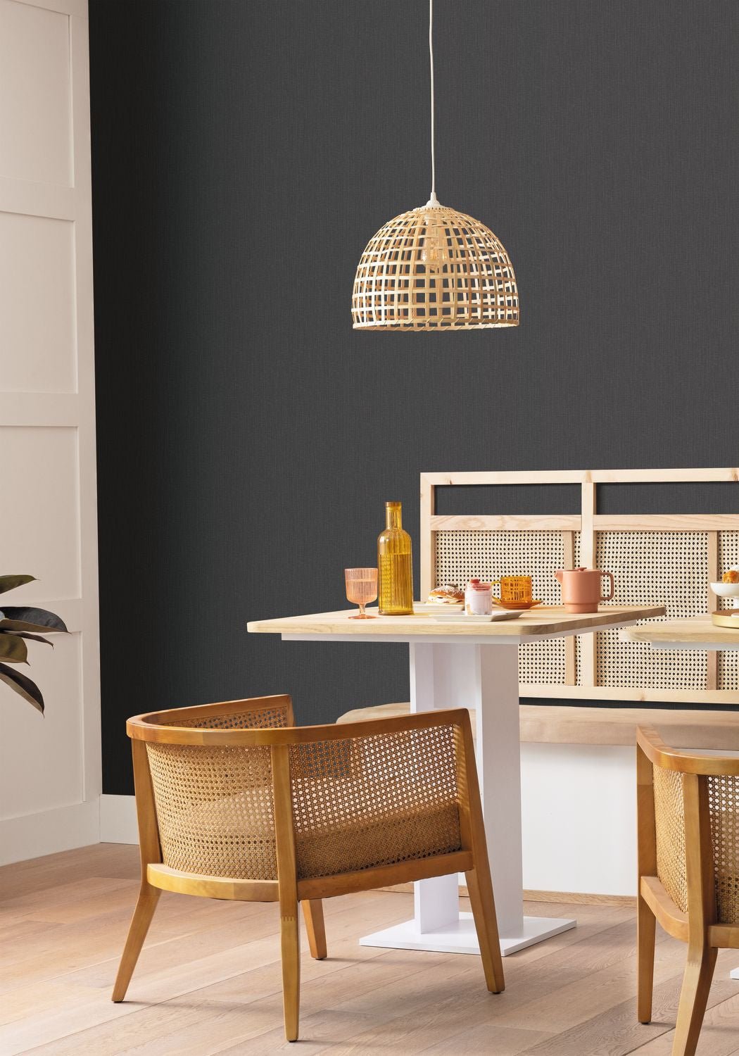 Uni Natte Wallpaper - Anthracite - Caselio - 101569582